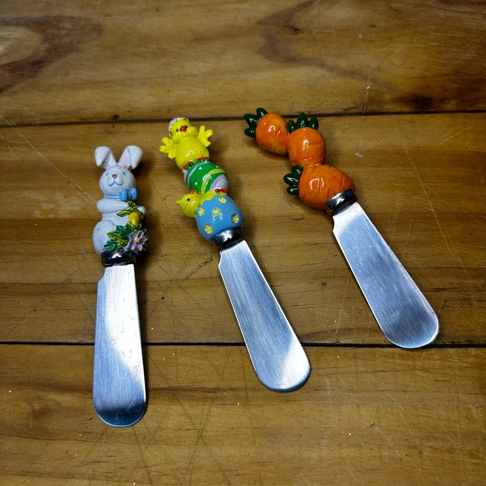 Easter Décor Chicks & Bunnies 3 Stainless steel Knife Spreaders